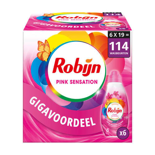 Robijn Klein & Krachtig Classics Color Pink Sensation vloeibaar wasmiddel - 6 x 19 wasbeurten - 114 wasbeurten afbeelding