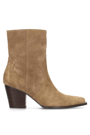 Beau suède enkellaarzen taupe