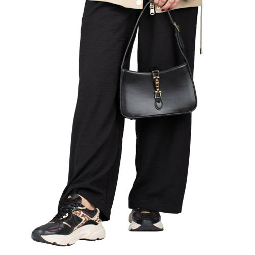 Haboob Olivia chunky leren sneakers zwart/panter afbeelding