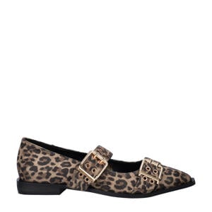 loafers met panterprint beige/zwart