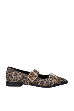 loafers met panterprint beige/zwart