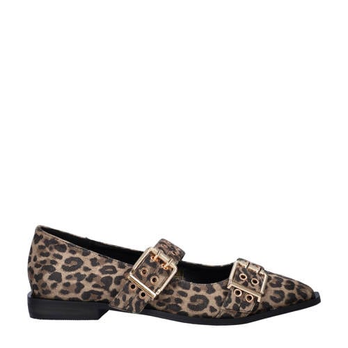 Nelson loafers met panterprint beige/zwart afbeelding