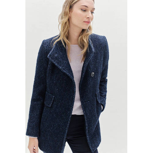 Caroll wollen manteljas donkerblauw afbeelding