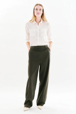 regular waist broek donkerbruin