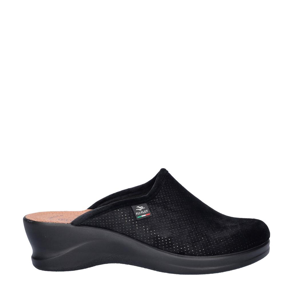 Zwarte dames Fly Flot pantoffels van suèdine