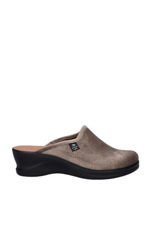 velours pantoffels taupe