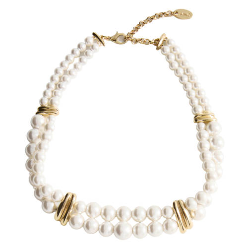 Mango parelketting goudkleurig/wit afbeelding