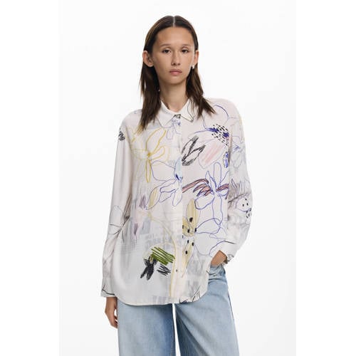 Desigual gebloemde blouse ecru afbeelding