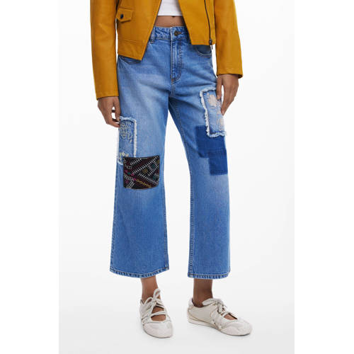 Desigual high waist straight leg jeans medium blue denim afbeelding