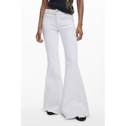 Desigual regular waist flared broek ecru afbeelding