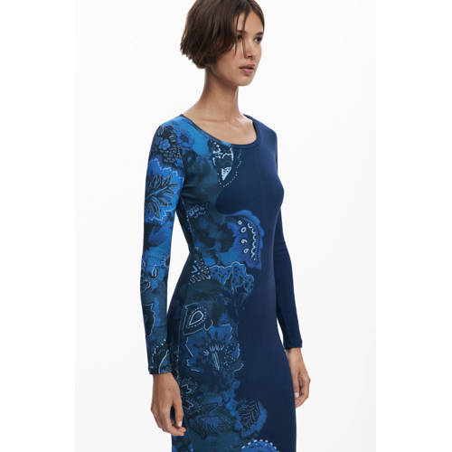 Desigual gebloemde midi jurk blauw afbeelding