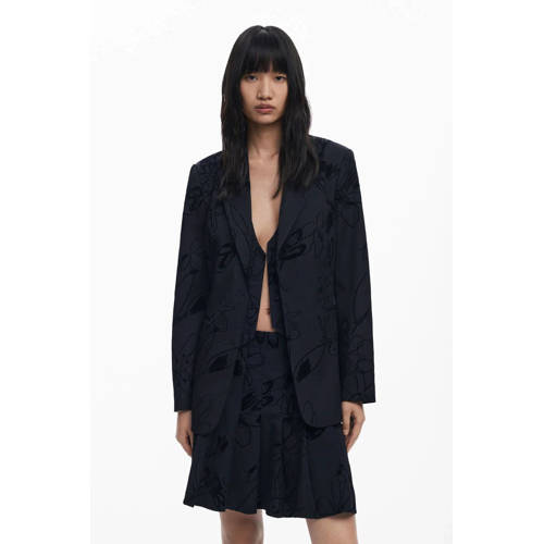 Desigual gebloemde regular blazer zwart afbeelding