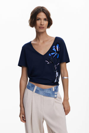 Desigual t-shirt PLATA női, sötétkék, 25SWTK24 Desigual t-shirt PLATA női, sötétkék, 25SWTK24