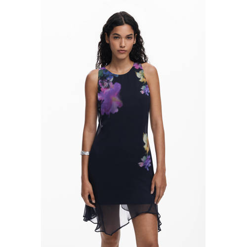 Desigual gebloemde cocktailjurk zwart afbeelding