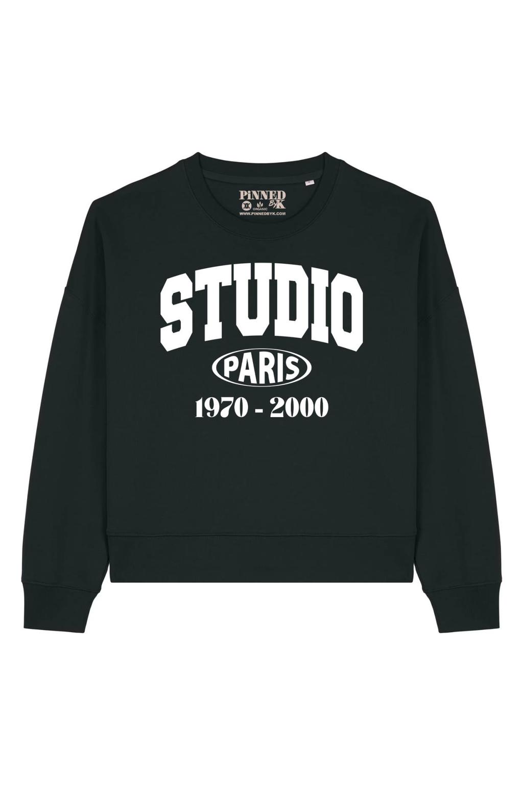 Zwarte dames Pinned by K Curve sweater met printopdruk, lange mouwen en ronde hals