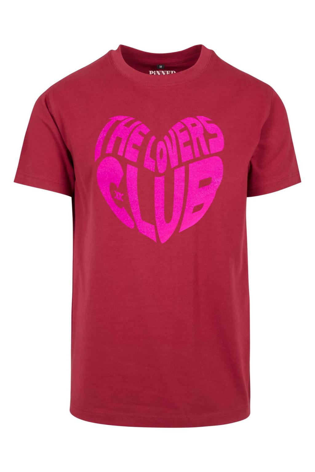 Donkerrode dames Pinned by K Curve T-shirt van katoen met printopdruk, korte mouwen en ronde hals