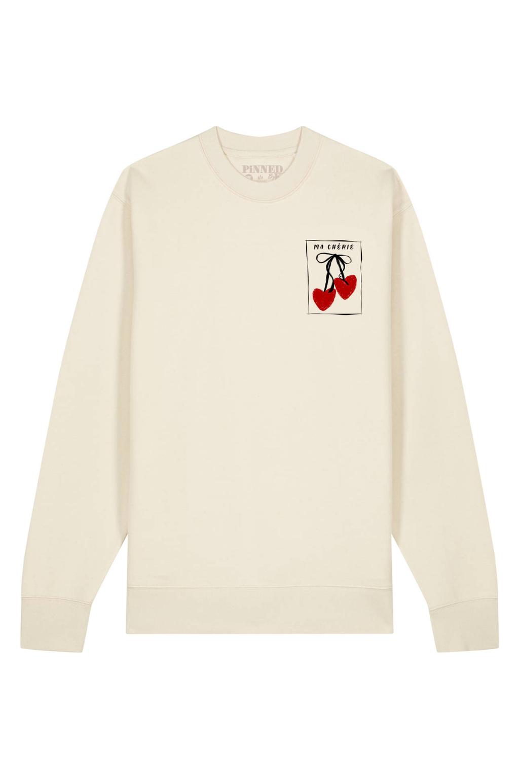 Ecru dames Pinned by K Curve sweater met lange mouwen en ronde hals