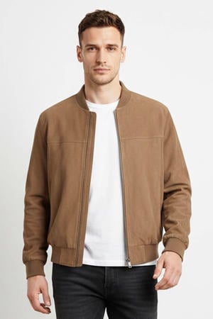 suede bomberjack lichtbruin