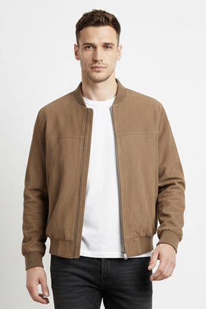 suede bomberjack lichtbruin