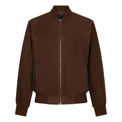 Goosecraft suede bomberjack donkerbruin afbeelding