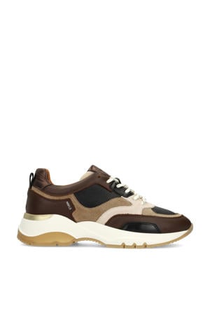 chunky leren sneakers bruin