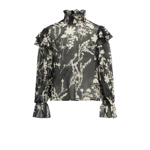 OBJECT gebloemde top zwart afbeelding