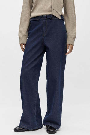 wide leg jeans dark blue denim