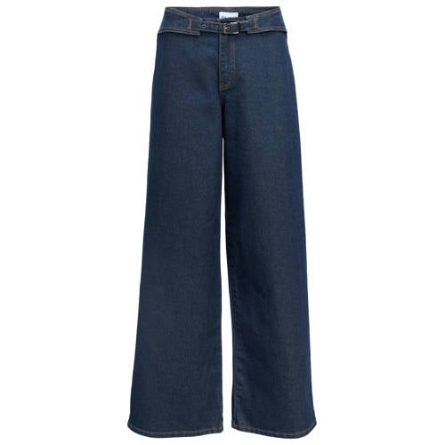 OBJECT wide leg jeans dark blue denim afbeelding