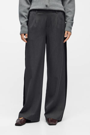 OBJLISA wide leg regular waist pantalon donkergrijs