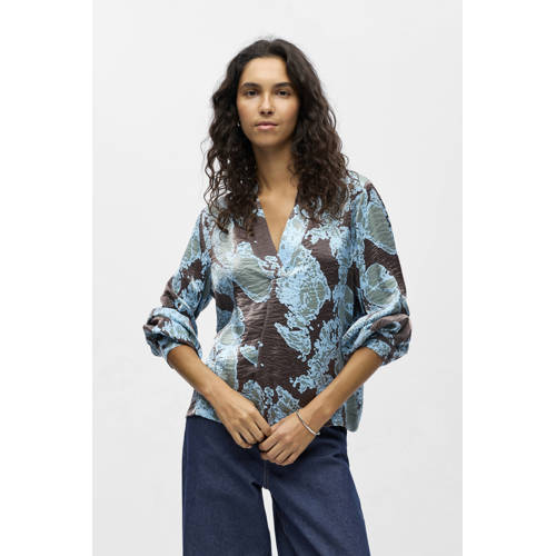 OBJECT gebloemde top blauw afbeelding