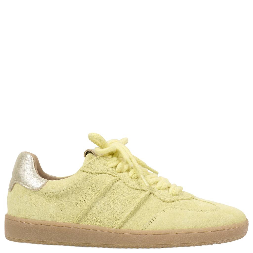 Lichtgele dames DWRS Poona suède sneakers met veters