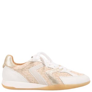 Hiki Raffia leren sneakers wit/beige
