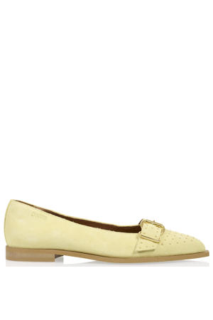 Port Vila suède leren loafers met siergesp lichtgeel