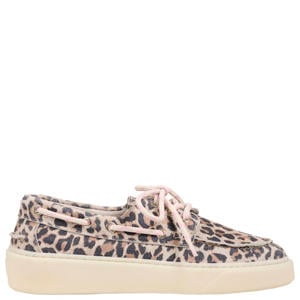 HAZEL leopard leren bootschoenen met panterprint beige/zwart