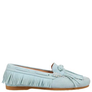 Parral suède leren mocassins lichtblauw