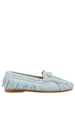 Parral suède leren mocassins lichtblauw