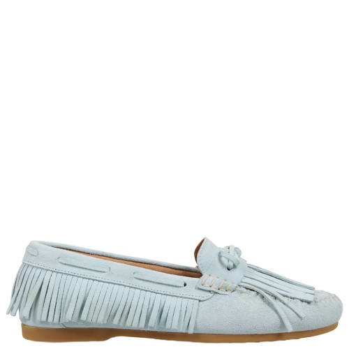 DWRS Parral suède leren mocassins lichtblauw