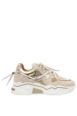 Jupiter chunky leren sneakers goud/beige