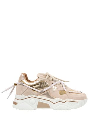 Jupiter chunky leren sneakers goud/beige
