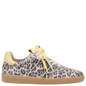 POONA leopard leren sneakers met panterprint beige/geel