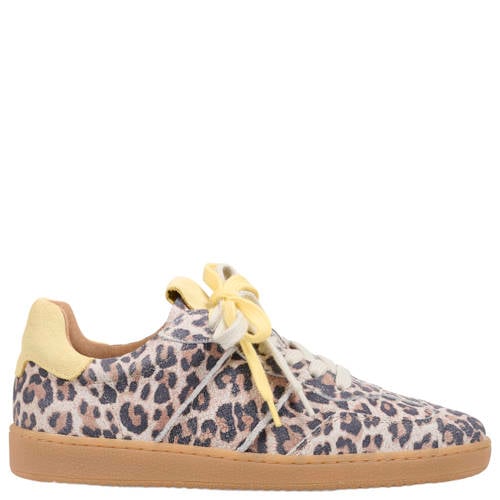 DWRS POONA leopard leren sneakers met panterprint beige/geel afbeelding