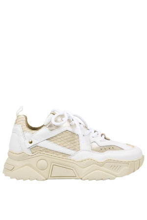 Pluto chunky leren sneakers beige/wit