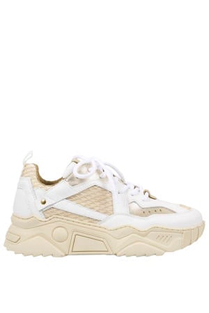 Pluto chunky leren sneakers beige/wit