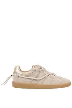 suède sneakers met studs beige