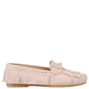 Parral suède leren mocassins lichtroze