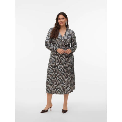 VERO MODA CURVE mini jurk met zebraprint zwart afbeelding