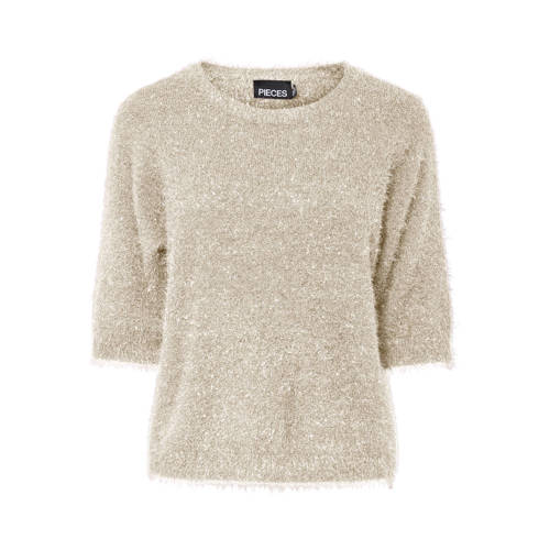 PIECES Curve top gebreid ecru afbeelding