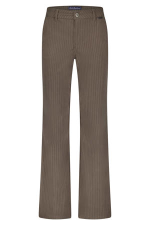 wide leg high waist broek met krijtstreep bruin