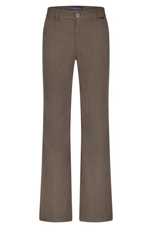 wide leg high waist broek met krijtstreep bruin