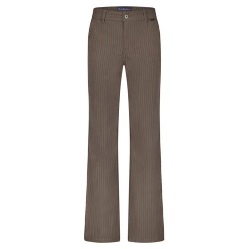 Red Button wide leg high waist broek met krijtstreep bruin afbeelding